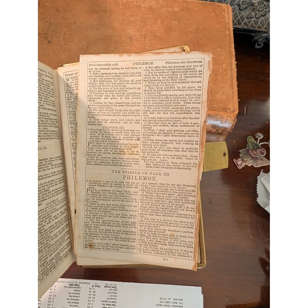 Antique 1800's Pocket Holy Bible Leather with Brass Clasp and Edges